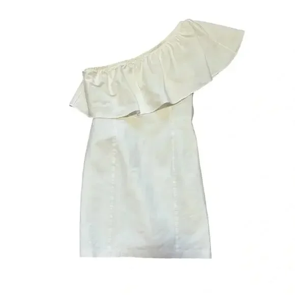 white one shoulder graduation dress ZAPAKA Women White Graduation Dress Satin Bow Bodycon One Shoulder Party Dress, White / US24W main image 1